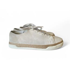 Vince 6M Woman's Espadrille Sneaker Beige Genuine Suede Lace UpExcellent Cond.
